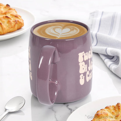(4 Pack)  Fueled by Jesus and Coffee Purple 20.5Oz Stoneware Mug