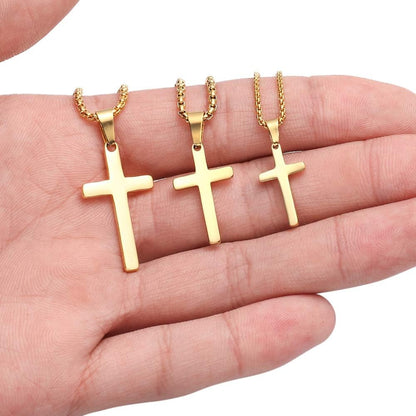 Cross Pendant with Chain for Men - Mens Cross Necklace Stainless Steel Plain Cross Pendant Gold Cross Necklace for Men Jewelry Cross Chain, Cross Necklace for Men Him Teen Teenage Gifts 20 Inch
