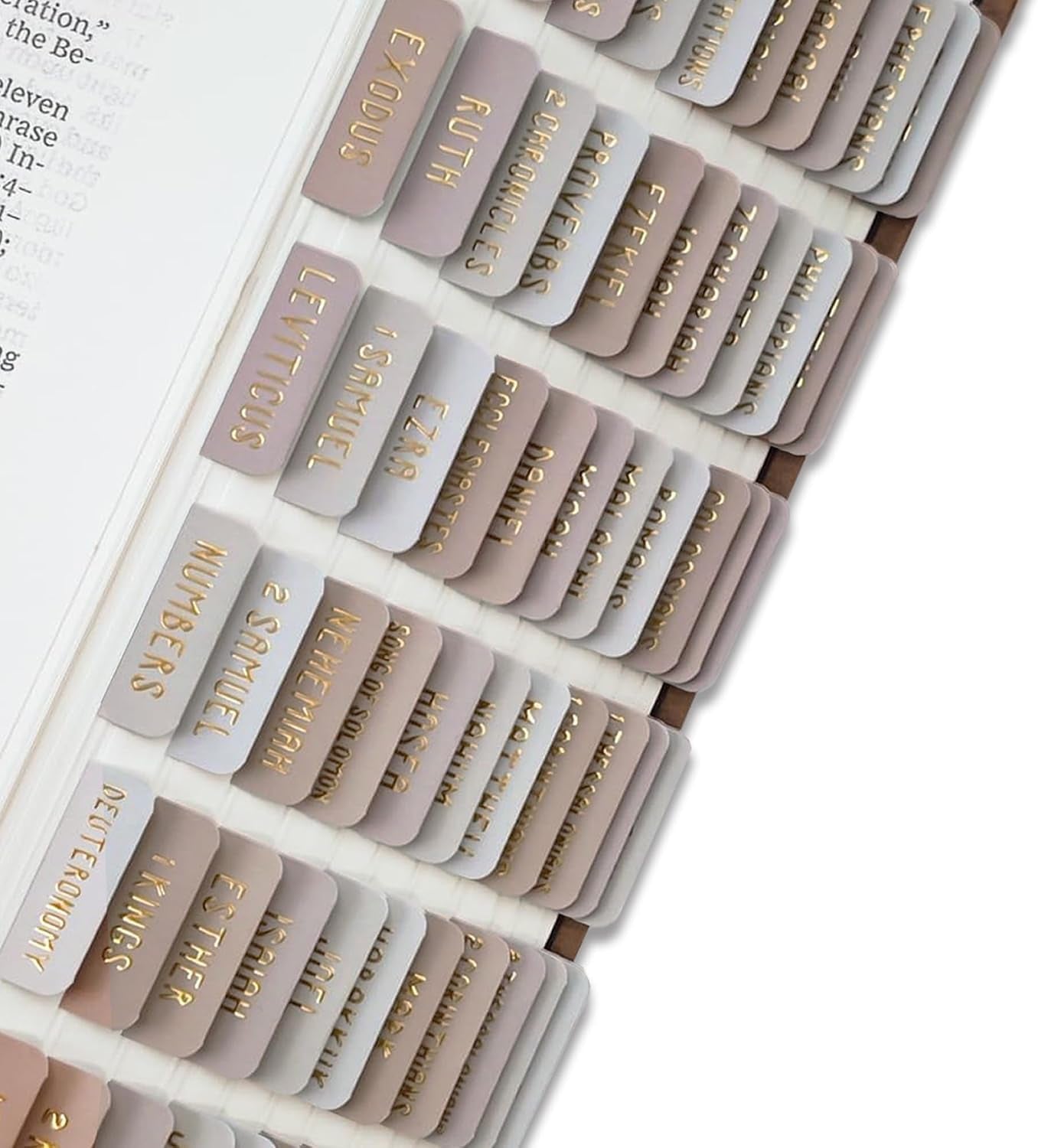 Laminated Bible Tabs for Women and Men, Bible Study Tabs, Bible Study Supplies, Large Print Bible Book Tabs for Women and Men, (Gold Foil Embossed Lettering) Bible Labels Index Tabs (Khaki)