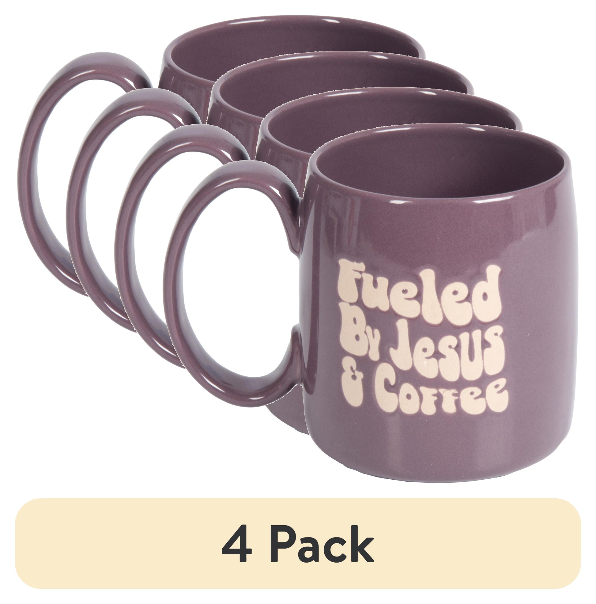 (4 Pack)  Fueled by Jesus and Coffee Purple 20.5Oz Stoneware Mug