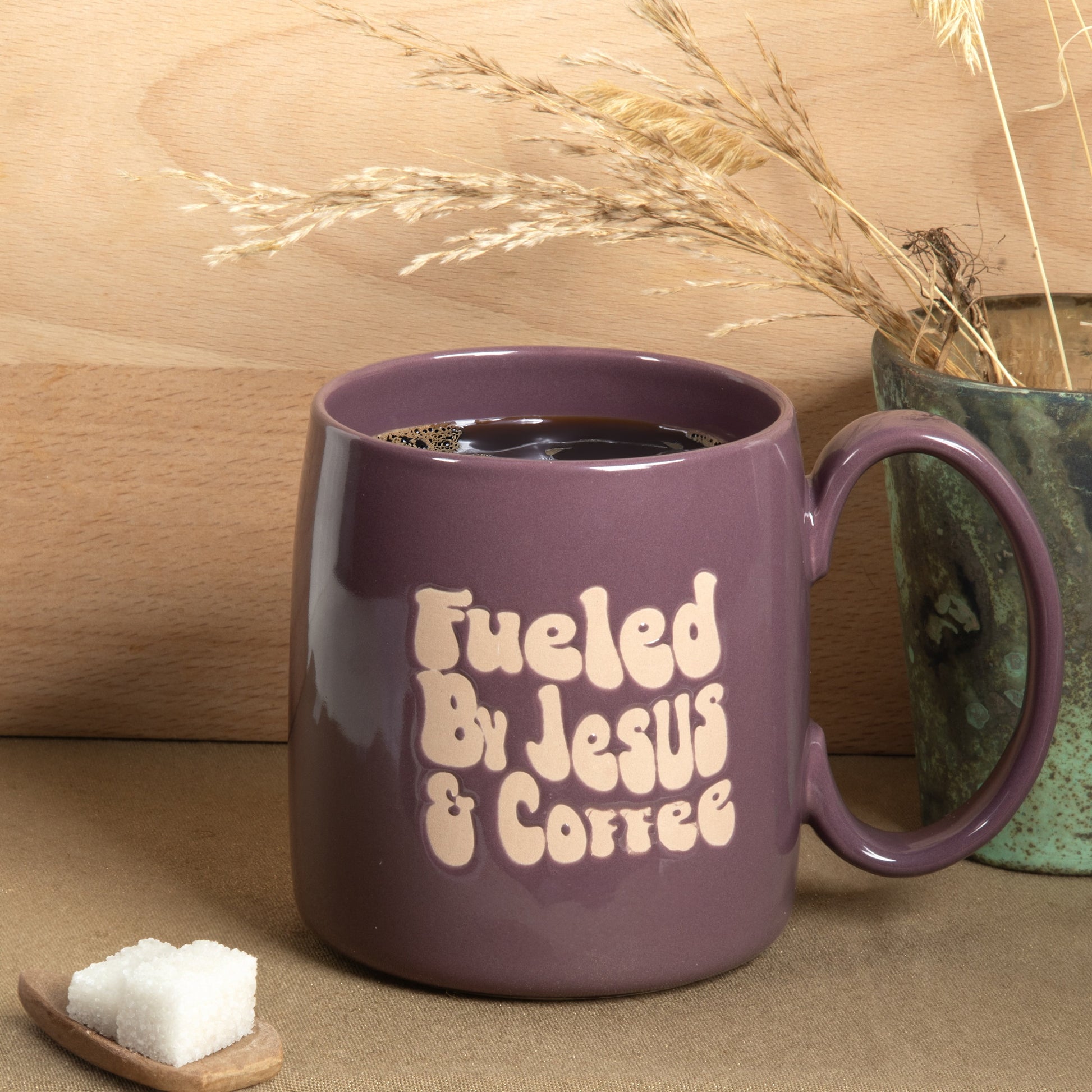 (4 Pack)  Fueled by Jesus and Coffee Purple 20.5Oz Stoneware Mug
