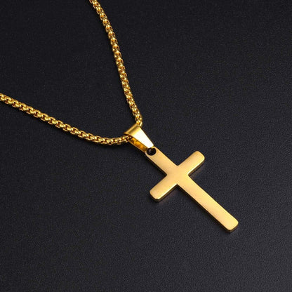 Cross Pendant with Chain for Men - Mens Cross Necklace Stainless Steel Plain Cross Pendant Gold Cross Necklace for Men Jewelry Cross Chain, Cross Necklace for Men Him Teen Teenage Gifts 20 Inch