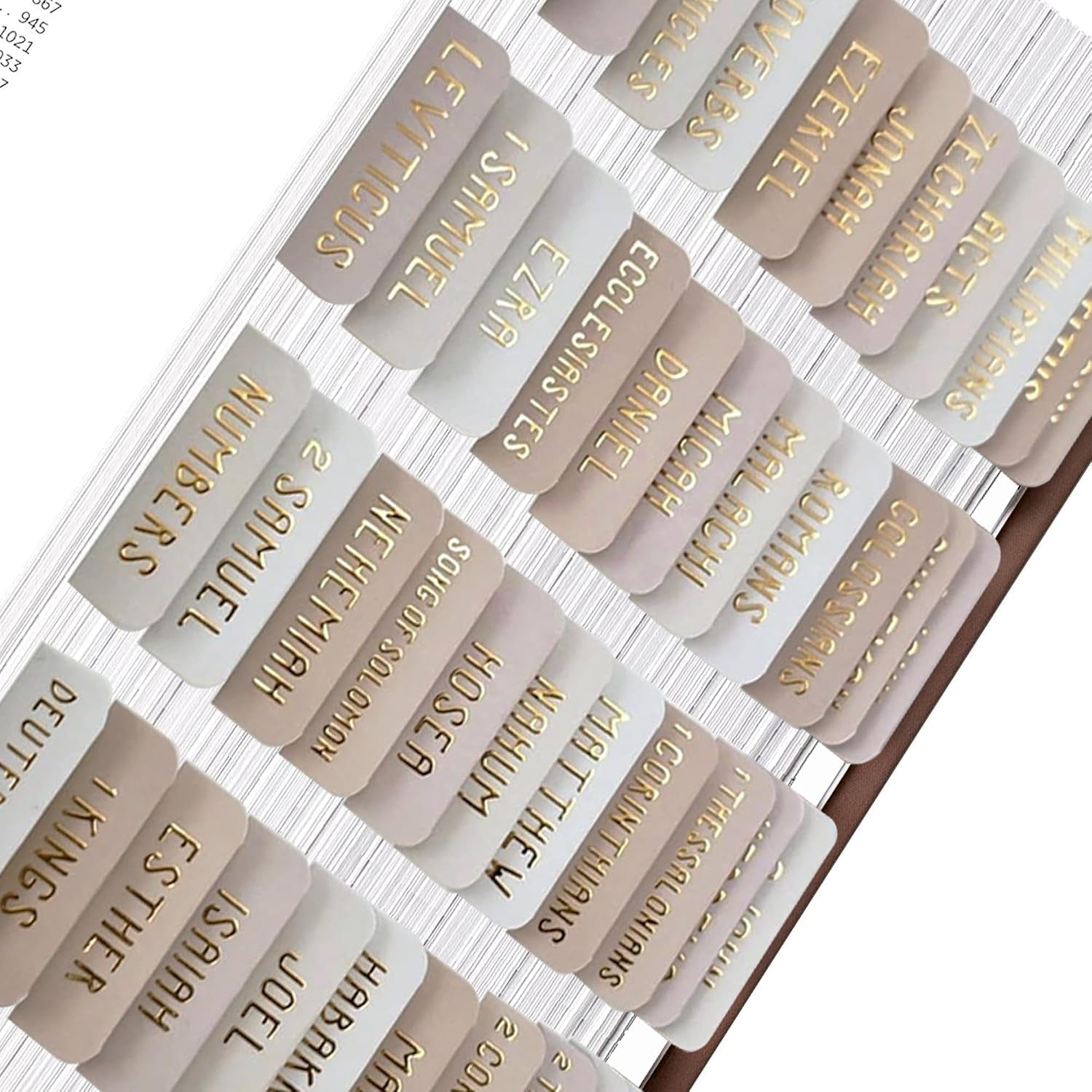 Laminated Bible Tabs for Women and Men, Bible Study Tabs, Bible Study Supplies, Large Print Bible Book Tabs for Women and Men, (Gold Foil Embossed Lettering) Bible Labels Index Tabs (Khaki)