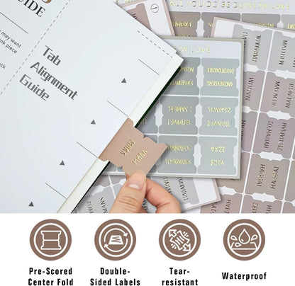 Laminated Bible Tabs for Women and Men, Bible Study Tabs, Bible Study Supplies, Large Print Bible Book Tabs for Women and Men, (Gold Foil Embossed Lettering) Bible Labels Index Tabs (Khaki)